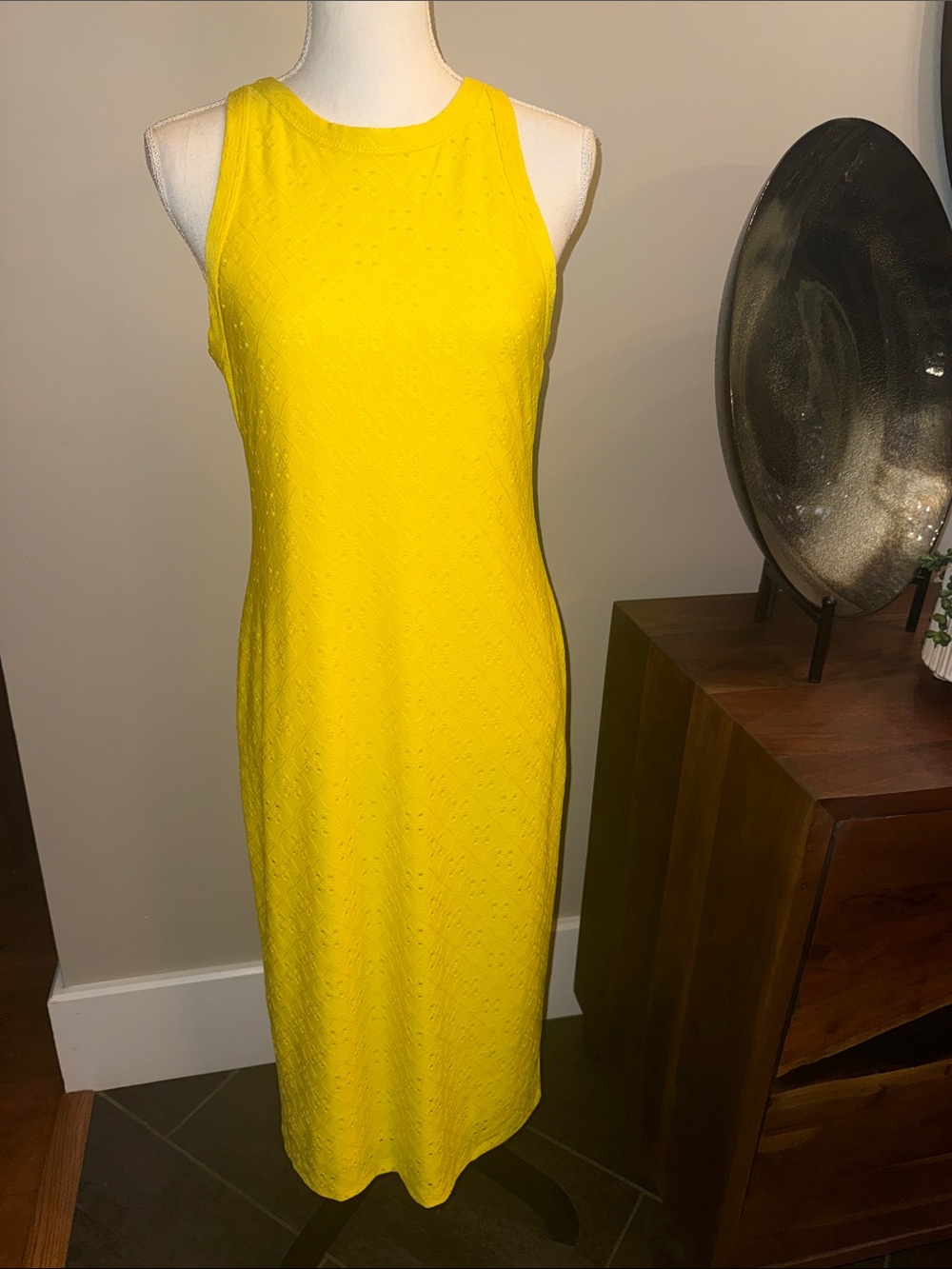 Cece vacation tropical Yellow Sleeveless Midi Dress